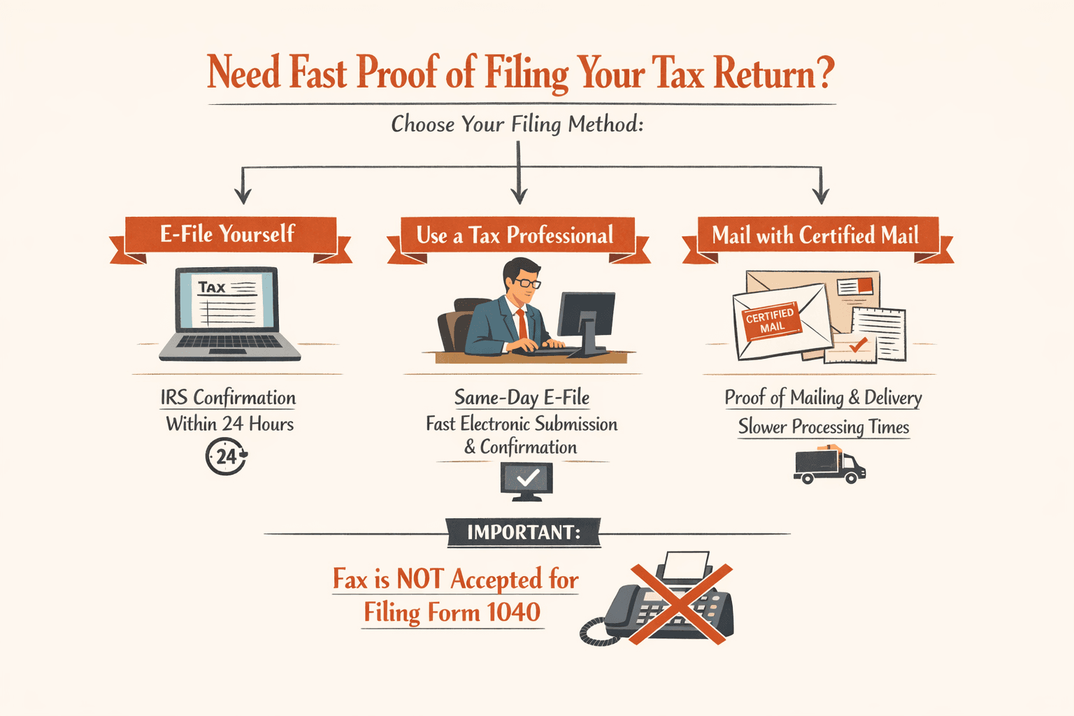 a decision-tree infographic for someone who needs fast proof of filing a tax return